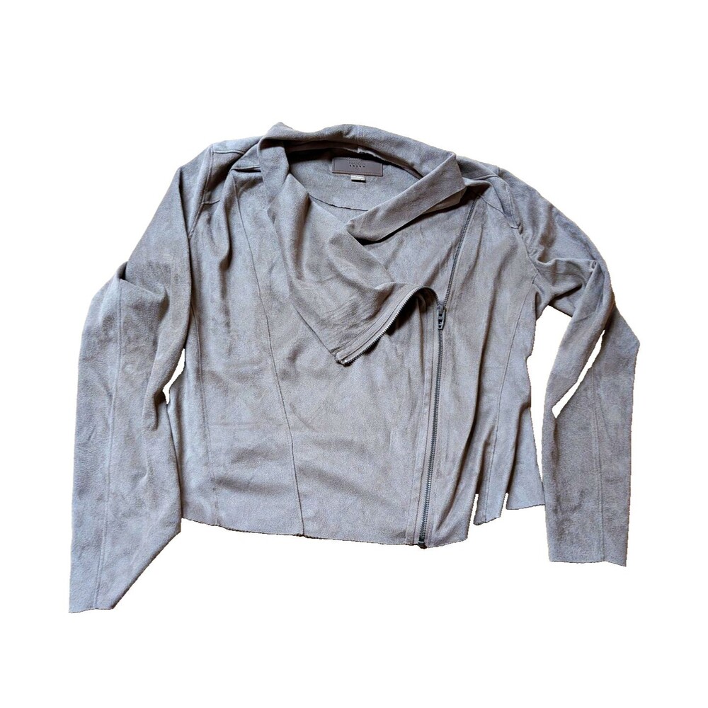 BLANK NYC Women‘s Taupe Moto Jacket Asymmetric Zip Lightweight Long Sleeve M